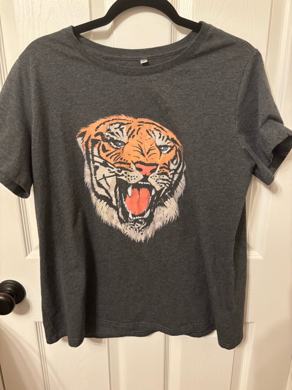 Charcoal Tiger Graphic Tee - Orange & White Tiger Print,  100% cotton - Picture 2 of 7